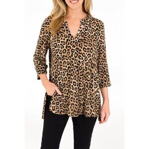 Chico's Women's Size 00 (US 2 ) Leopard Animal Print Shift Dress Tunic Top 3/4 S